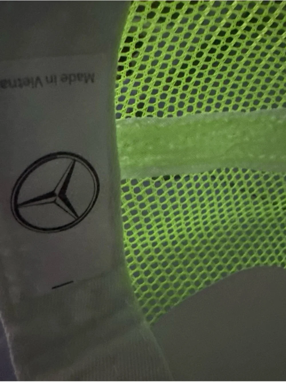 Mercedes-Benz White and Neon Green Logo Trucker Cap